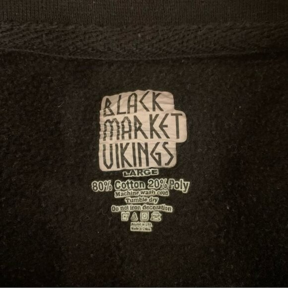 Black market Vikings womens environmentalist pull over sweatshirt in black -L - Picture 5 of 7